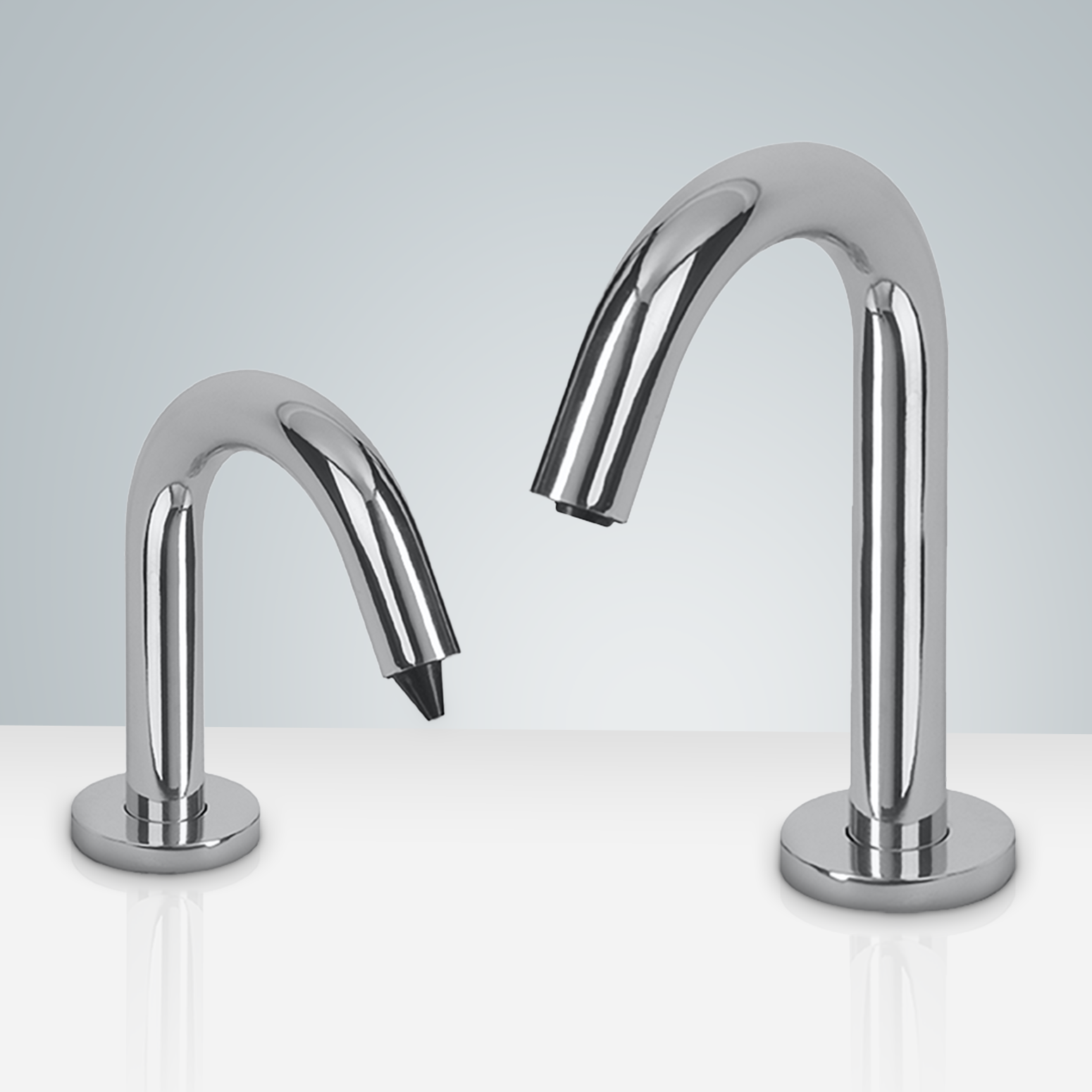 Fontana Denver Goose Neck Chrome Finish Dual Automatic Commercial Sensor Faucet & Automatic Soap Dispenser